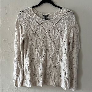 Textured Cream Knit Sweater Cottage Core Boho Coastal Grandma